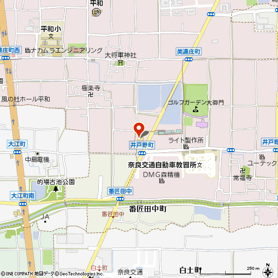ブリヂストントラックセンター奈良付近の地図